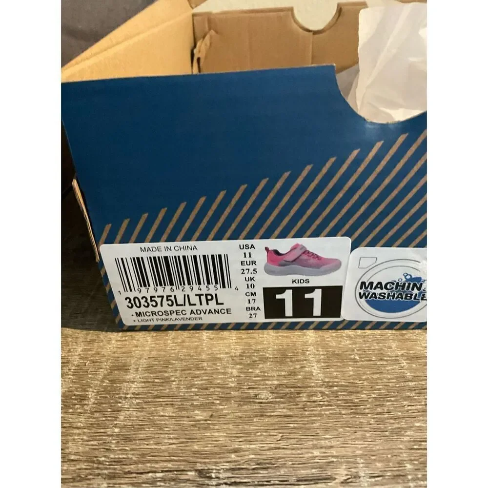 Skechers Girls Kids  Size11 Microspec Advance Hook & Loop Sneakers